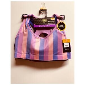 Athletic Works 2 Pack GIRL'S Size Large Reversible Sports Bra Brand New